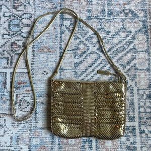 Vintage Whiting and Davis Gold Mesh Crossbody Purse Handbag